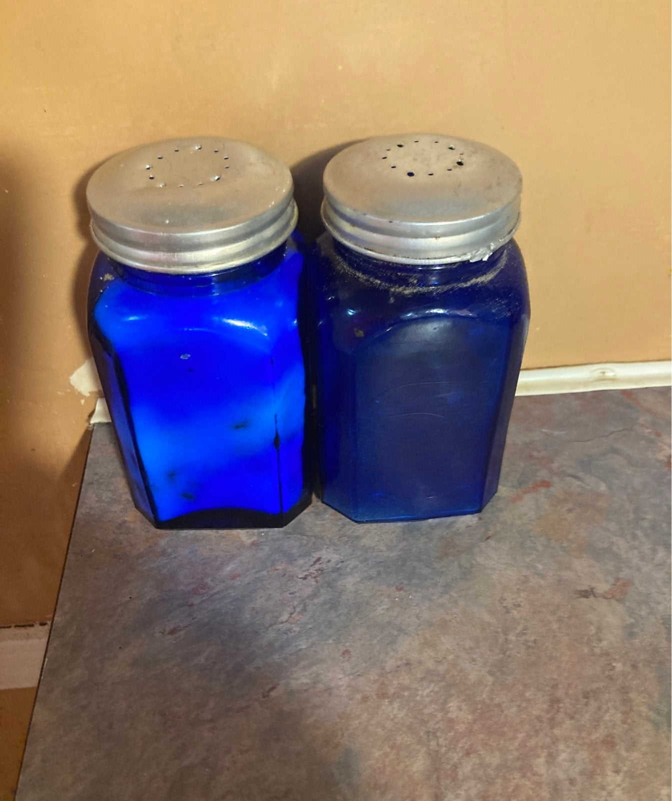 Blue glass shakers