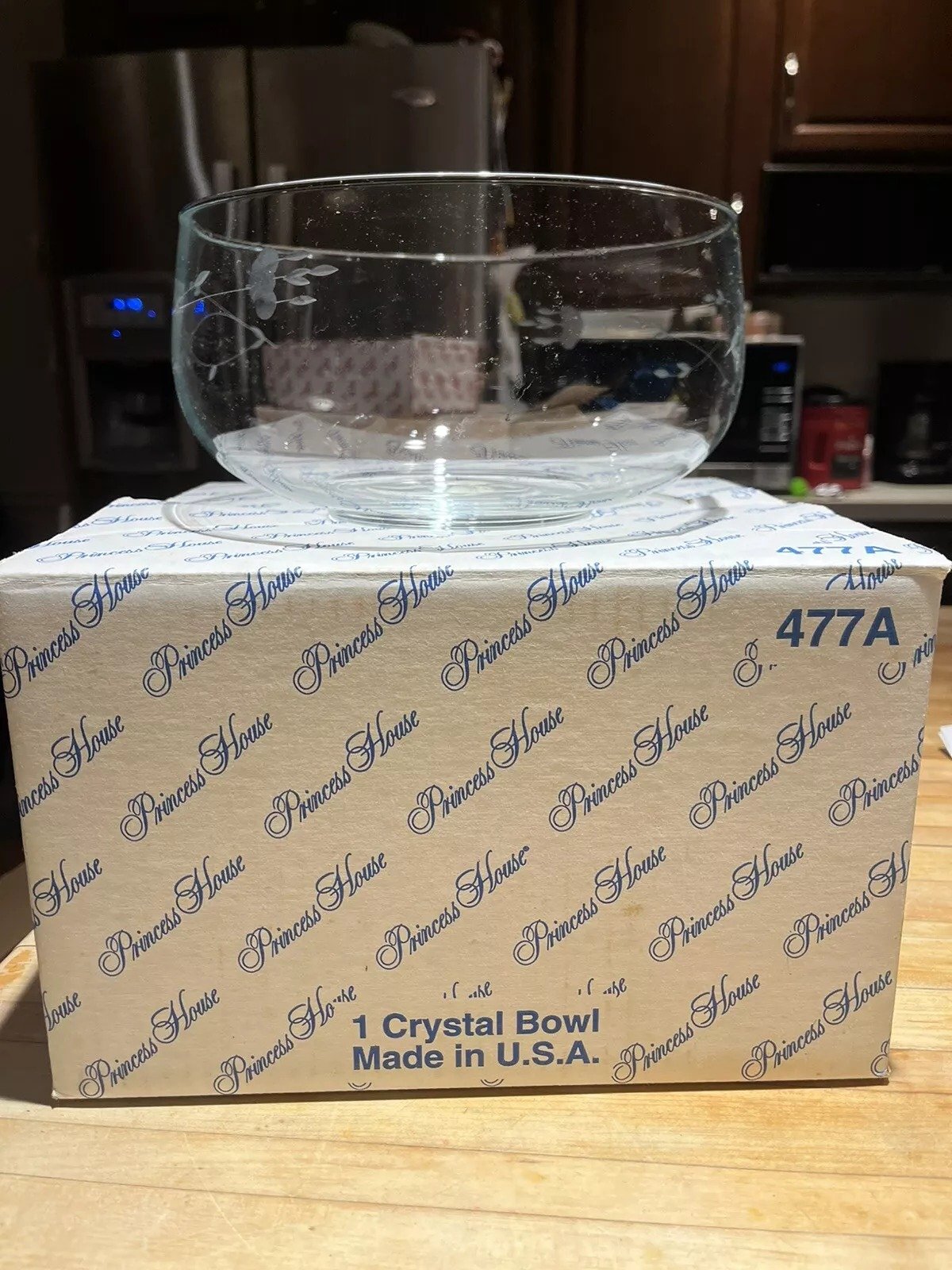 Vintage Princess House #477A Heritage Crystal Hand Cut Serving Bowl - NIB - RARE
