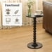 Round Side Table, Small Drink Table for Small Spaces Black