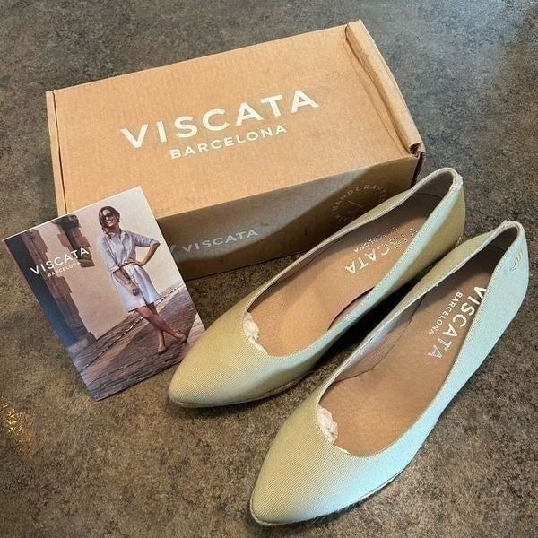 NWT Euro Size 40 Viscata Roses Espadrille Canvas Wedges Spain Handmade