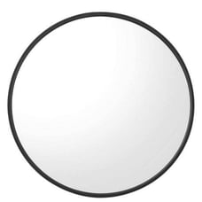 Kinger Home Black Medium Round Brushed Aluminum Modern Mirror (24 in. H x 24 in.
