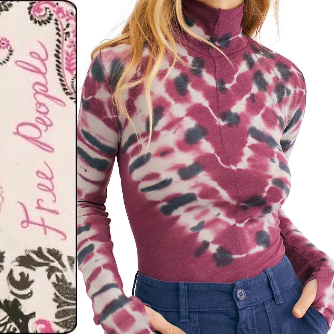 Free People Wine Psychedelic Turtle Top