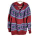 Signature Imports Size Large Wool Chunky Knit Tunic Sweater Wood Buttons Red