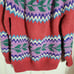 Signature Imports Size Large Wool Chunky Knit Tunic Sweater Wood Buttons Red