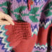 Signature Imports Size Large Wool Chunky Knit Tunic Sweater Wood Buttons Red