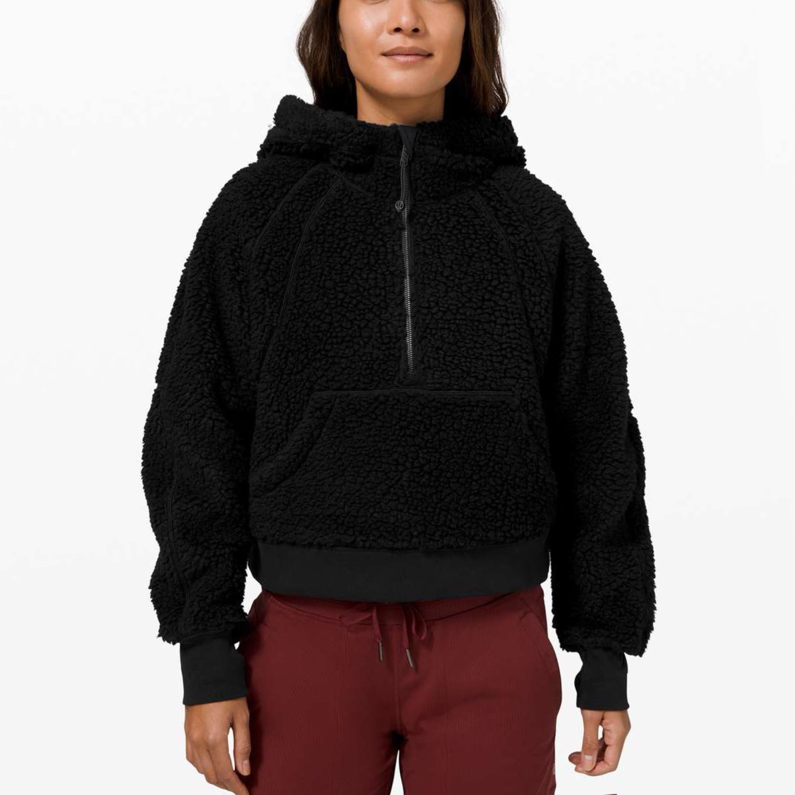 Lululemon Scuba Oversized Sherpa 1/2 Zip Sz XS/S In Black
