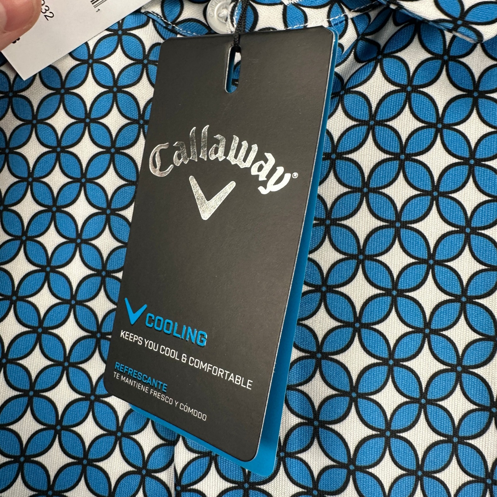 Callaway Opti-Dri Men Golf Polo Shirt Medium Blue Geometric Activewear Rugby NEW