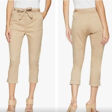 NWOT Joie | demarius Khaki High Rise Tie Waist Capri Cropped Pants sz 12