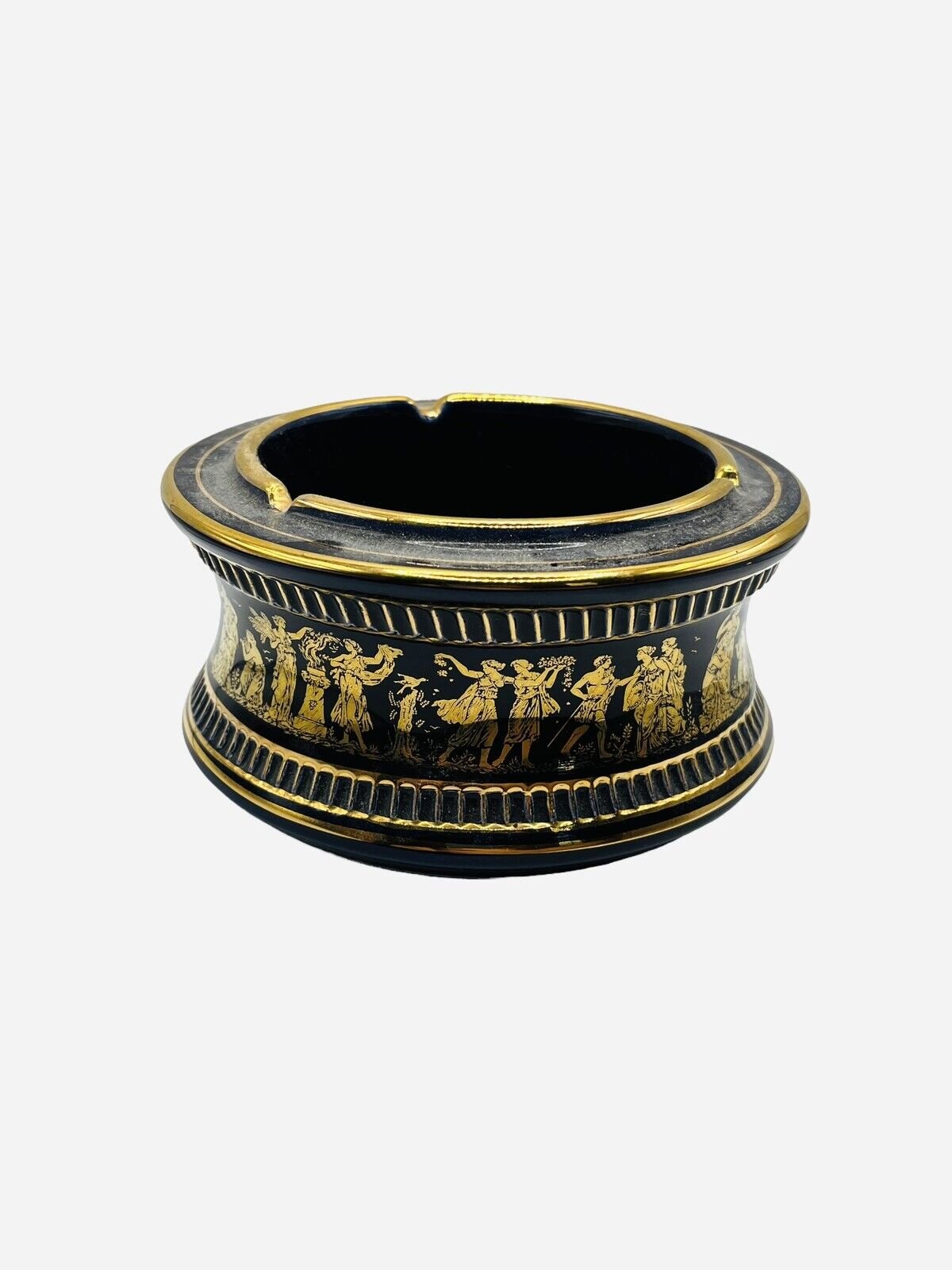 Ashtray Greek God Greece Hand Made 24K Gold Inlay Fakiolas Decoration Rare