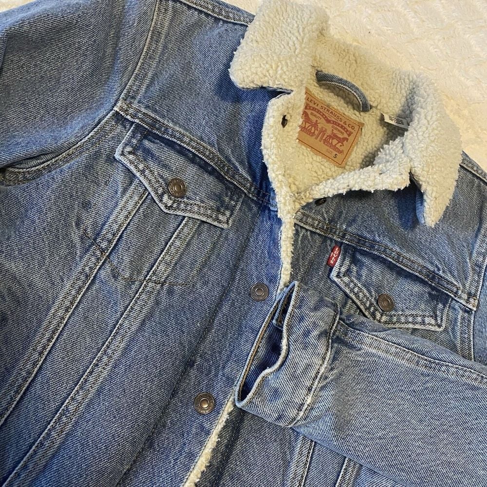 Levi Strauss Trucker Sherpa Lined Denim Jacket Small S Sri Lanka