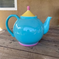 Vintage Lindt Stymeist Colorways 6-cup Teapot in Turquoise Yellow and Pink