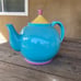 Vintage Lindt Stymeist Colorways 6-cup Teapot in Turquoise Yellow and Pink