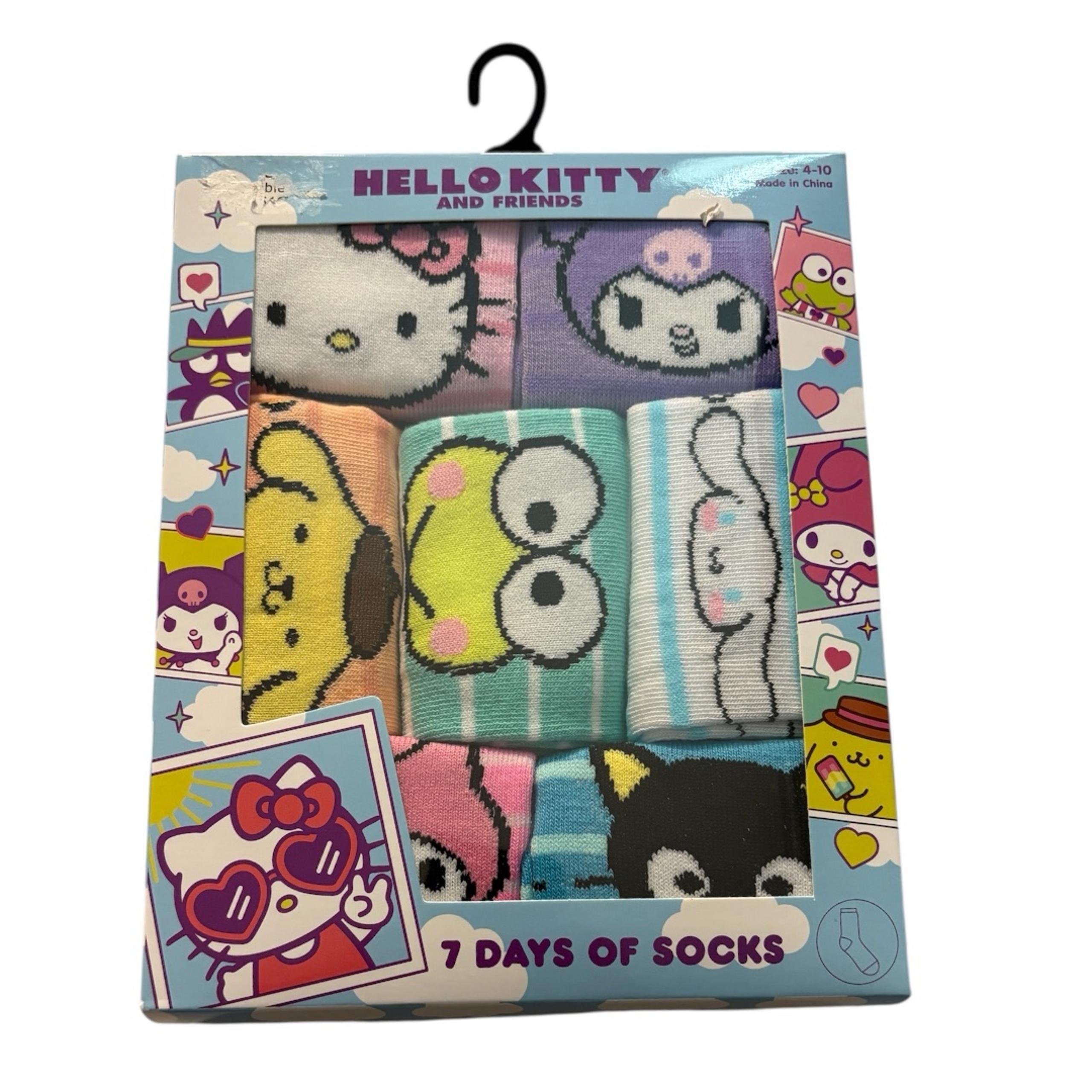 HELLO KITTY And Friends 7 Days Of Socks Shoe Size 4-10
