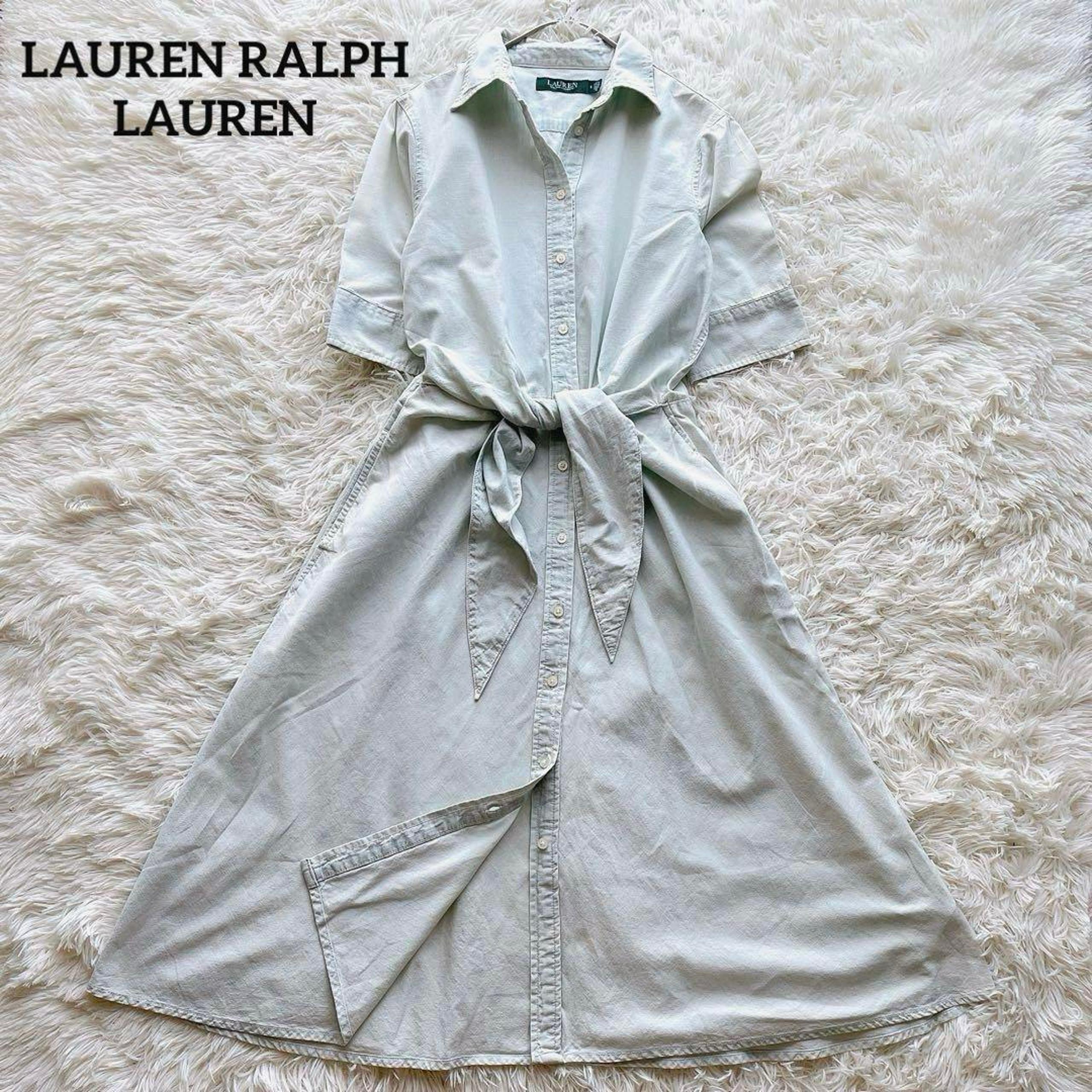 Excellent Condition: Lauren Ralph Lauren Short Sleeve Shirt Dress, Denim, Ribbon, Long, M