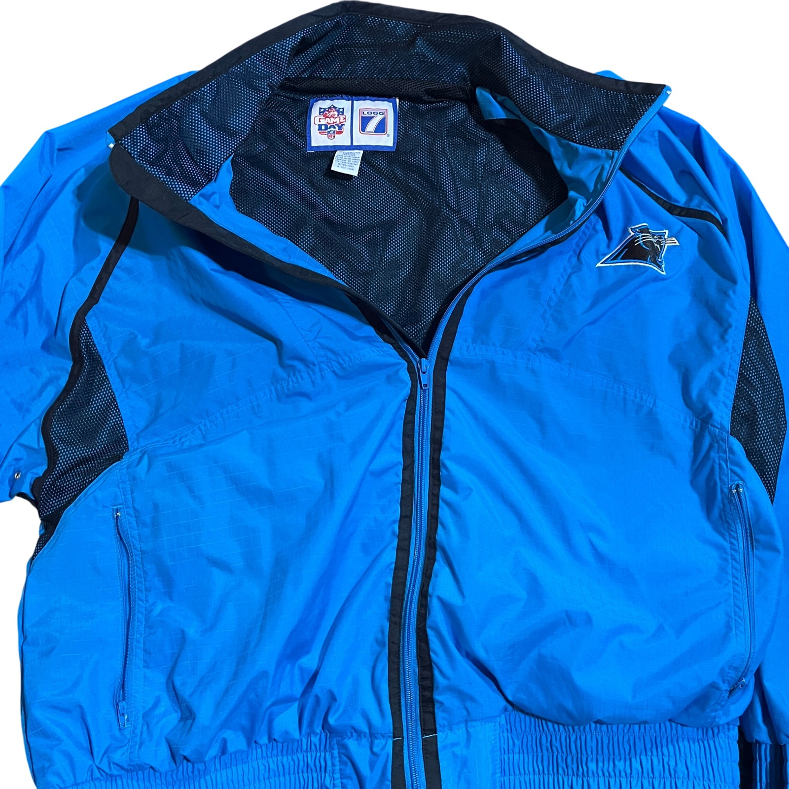 Vintage NFL Carolina Panthers Windbreaker Lightweight Full Zip Jacket Mens XL