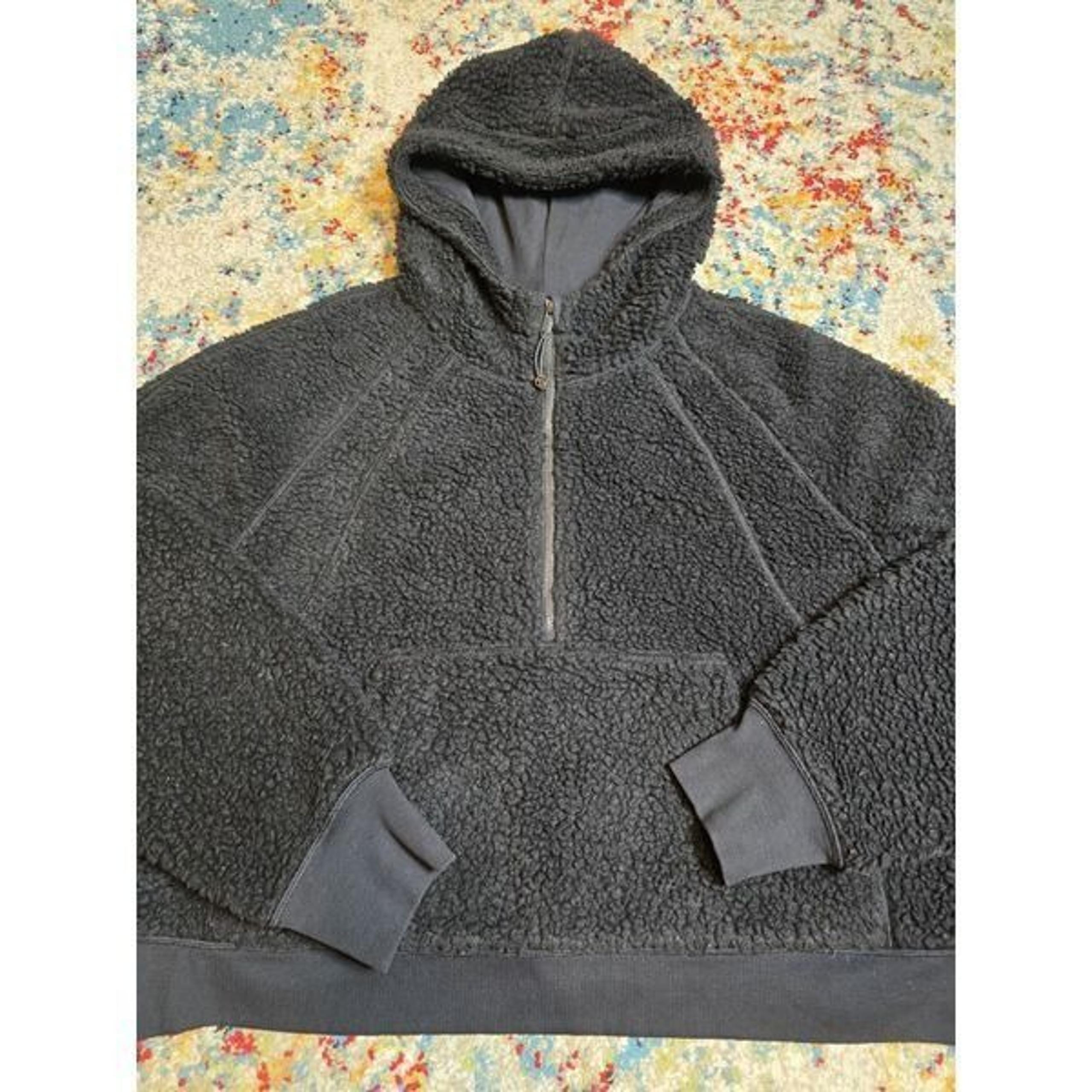 Lululemon Scuba Half Zip Sherpa Hoodie Pullover Women's Black XL/XXL Deep Pile