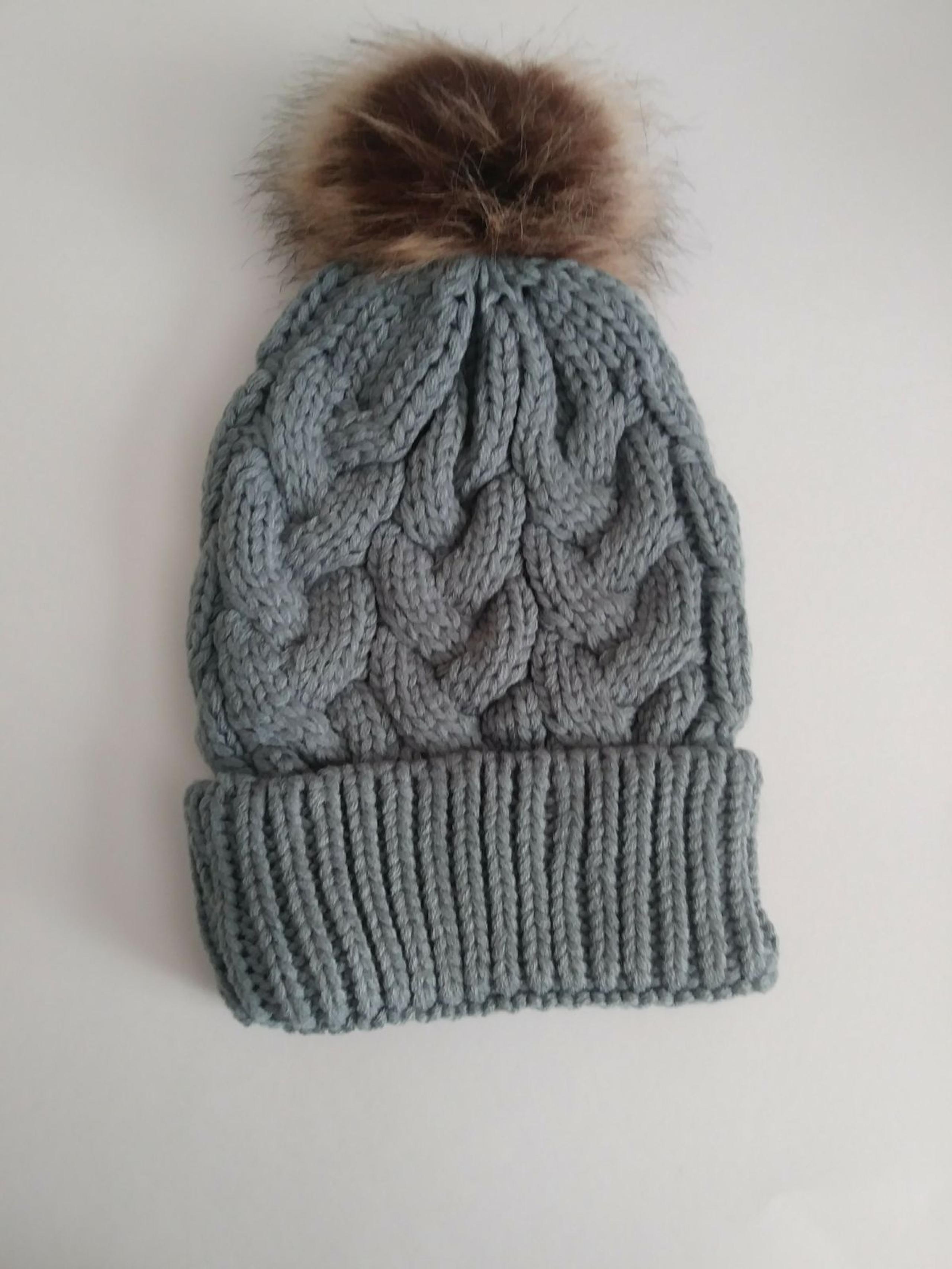 Grey Beanie Pom Pom Women Hat