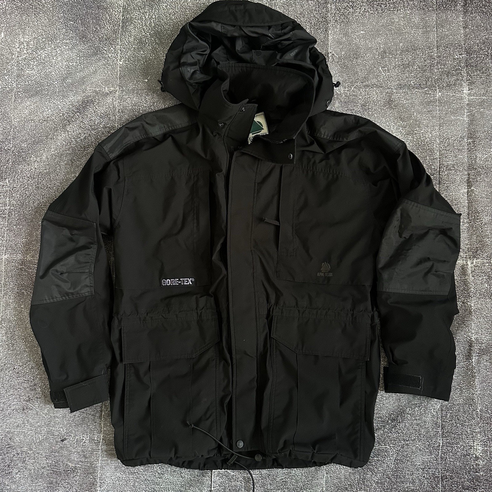 Men's Vintage Alpine Design Gore Tex Hydrofil Black Mesh Lined Ski Jacket Sz L