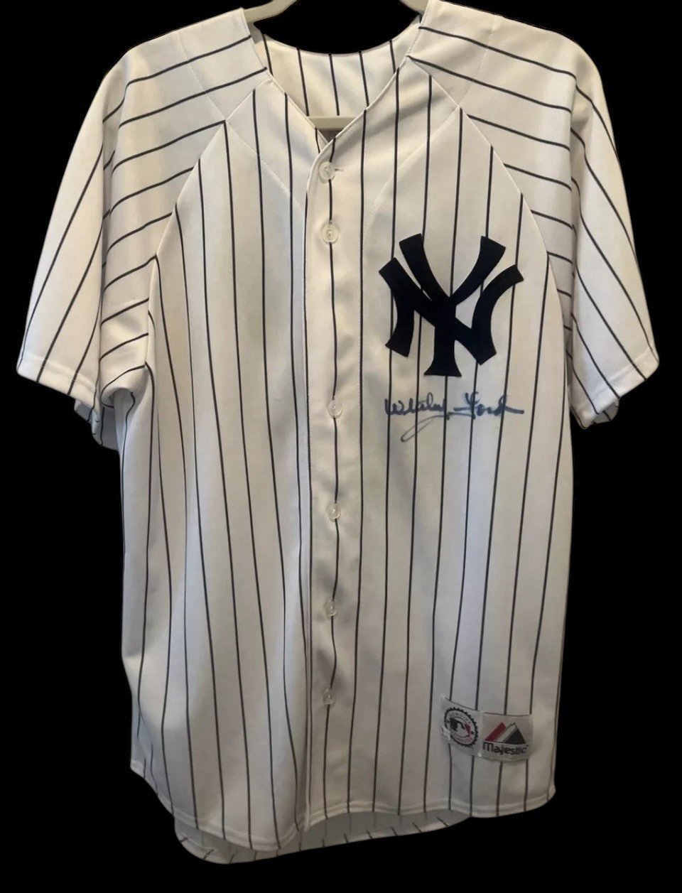 WHITEY FORD YANKEES HOF SIGNED AUTO JERSEY MAJESTIC AUTHENTIC BY GLOBAL