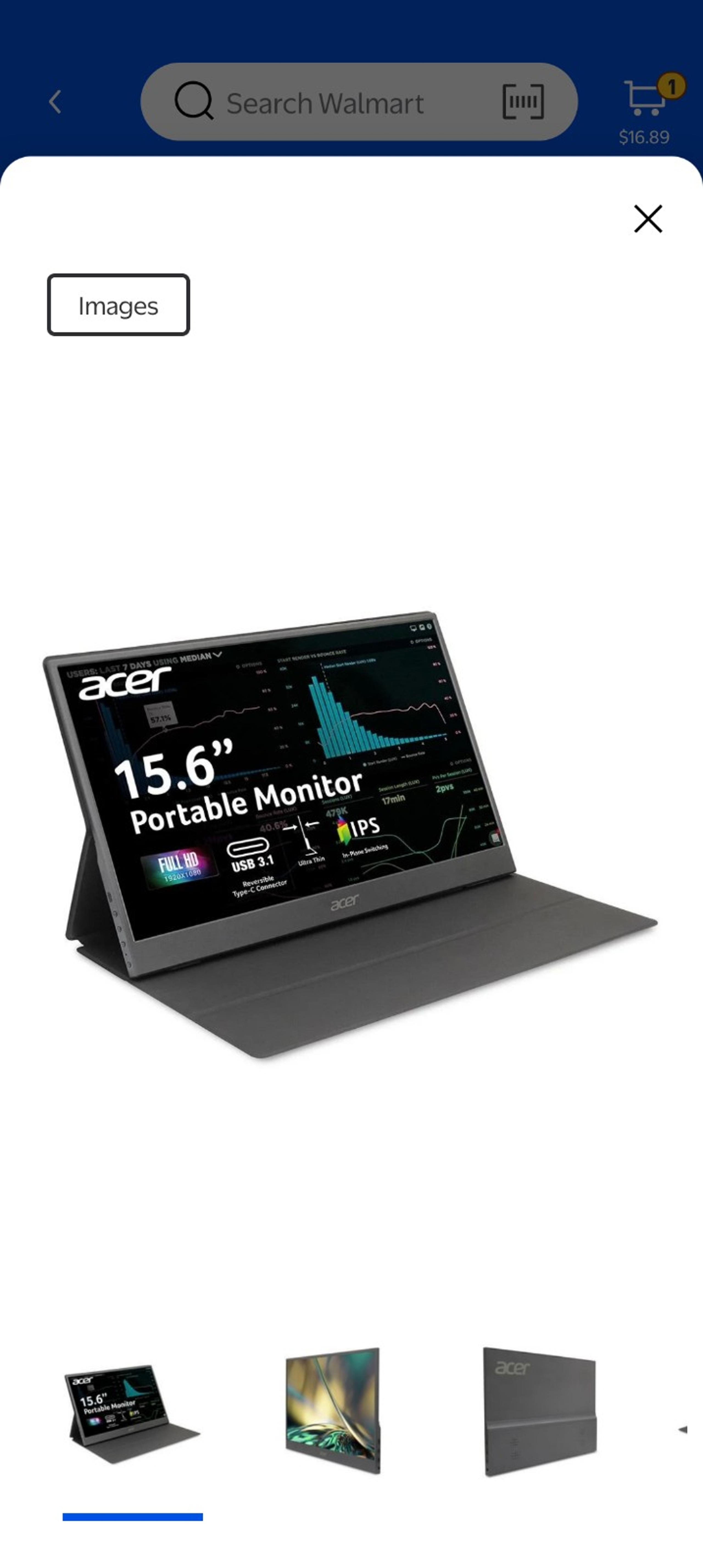 Acer 15.6" PM161Q 15.6" Full HD 1920 x 1080 .
