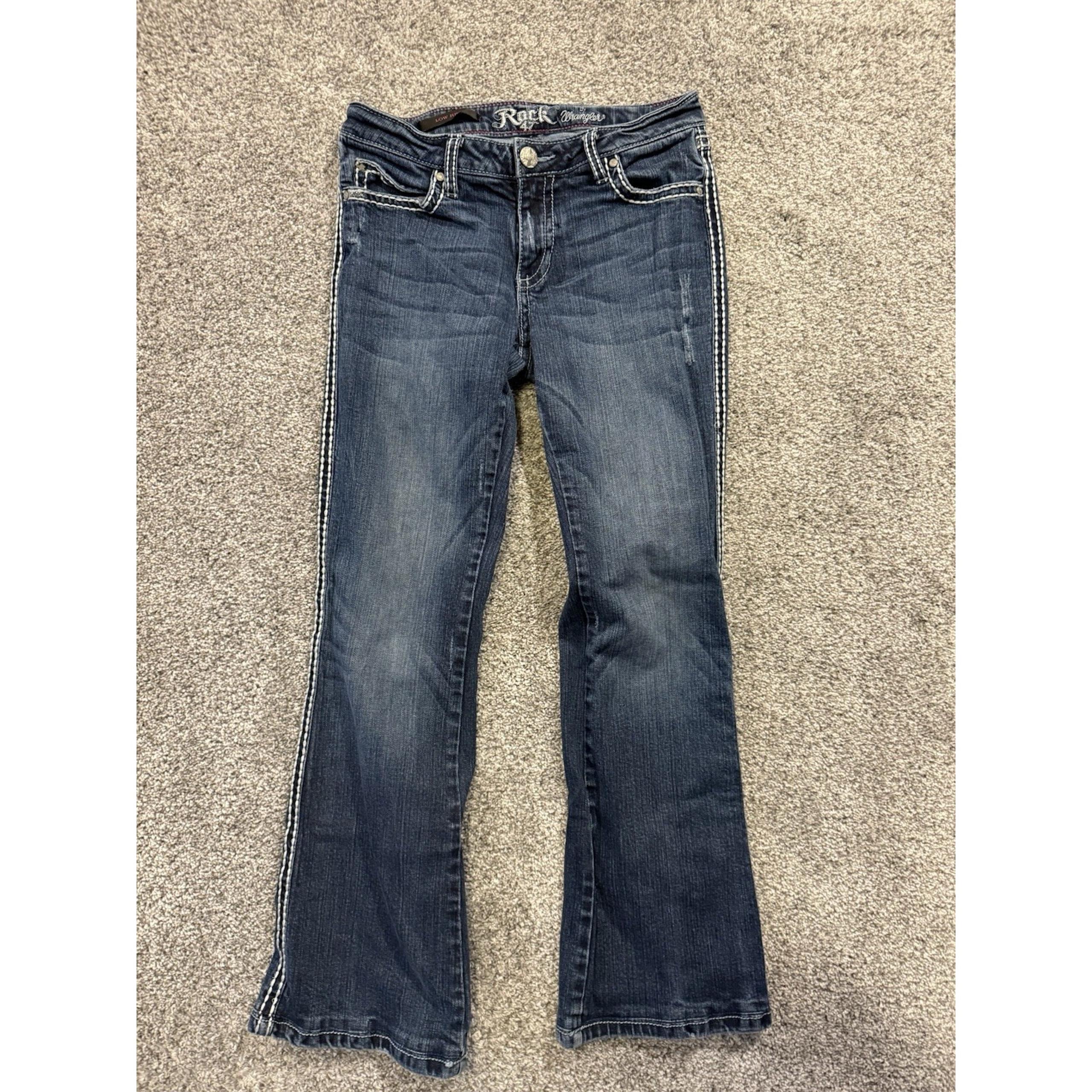 Wangler Rock 47 Jeans Womens 28x29 * Blue Low Rise Straight Dark Wash Denim