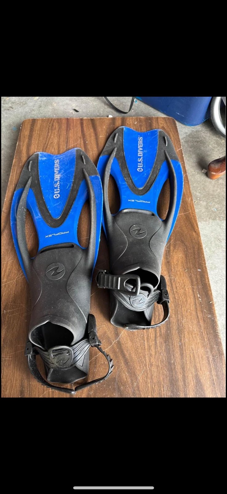 ProFlex Scuba Divers Fin Large Size 10-13 Blue And Divers Cozumel TX Mask