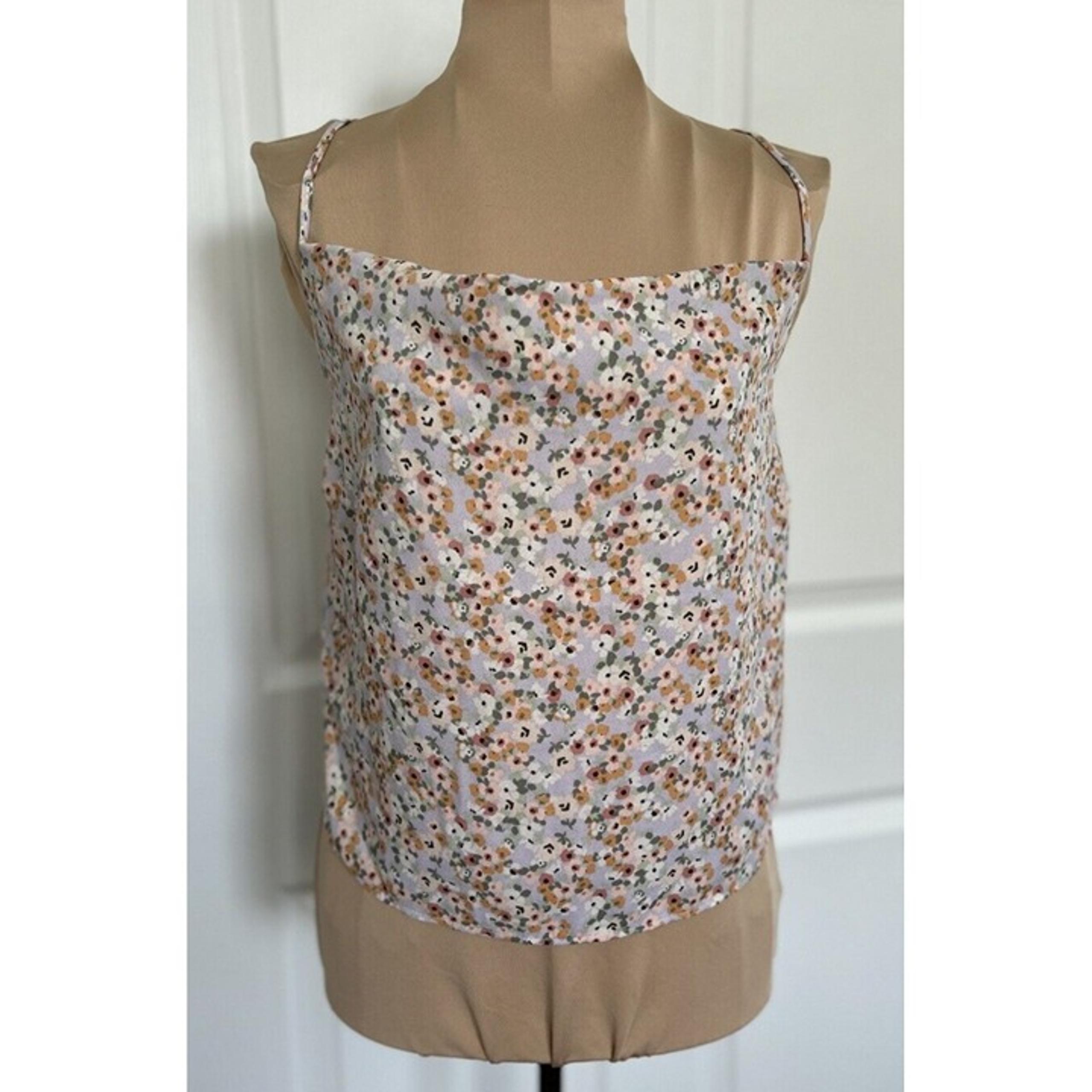 Le Lis Collection Women's Drape Front Halter Top Lilac OrangeFloral Print Size L