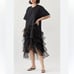 Cynthia Rowley Black Ruffle Oversized Midi Dress(Size Large)