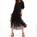 Cynthia Rowley Black Ruffle Oversized Midi Dress(Size Large)