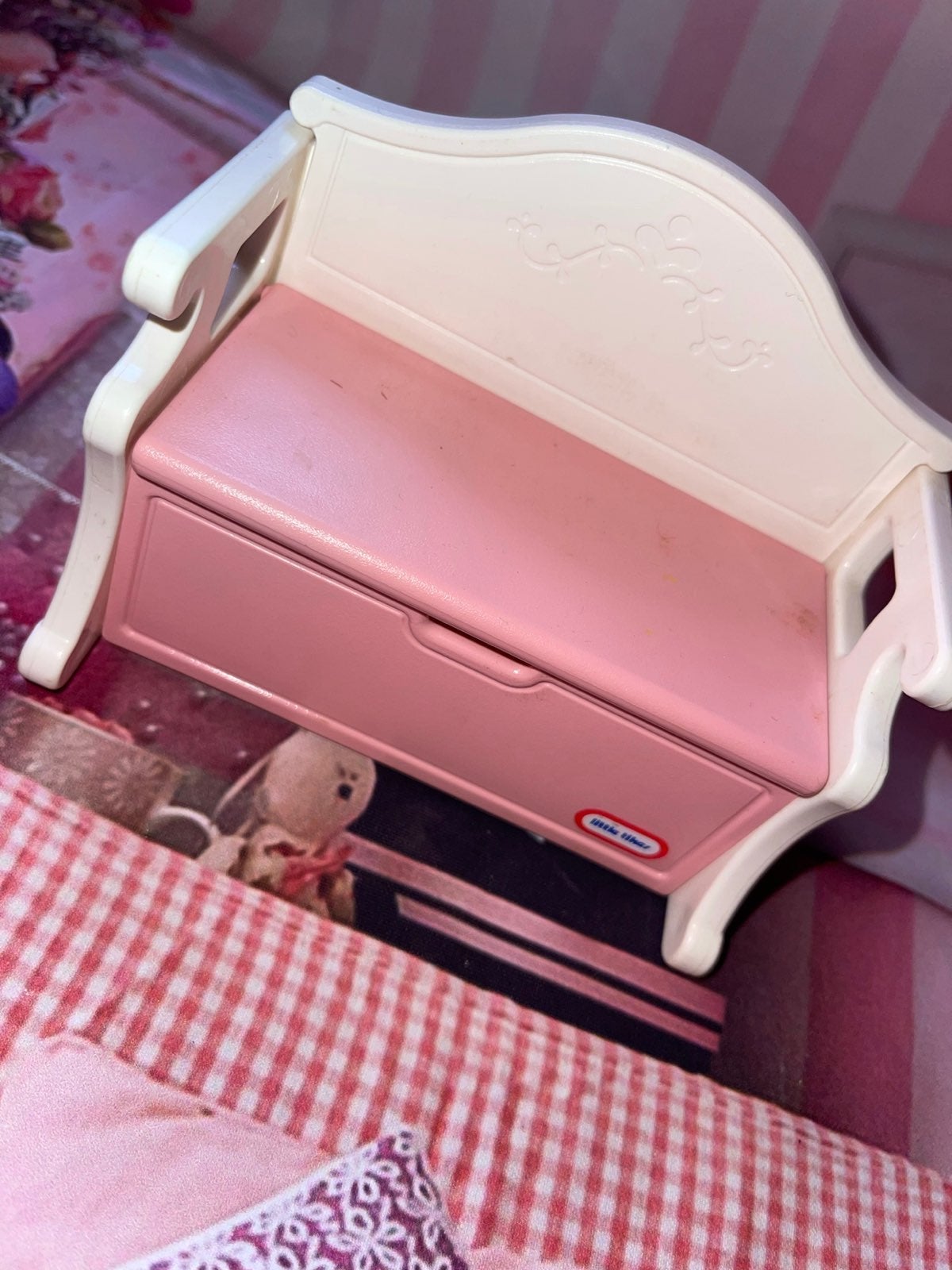 Little Tikes doll bench Pink HTF toybox c