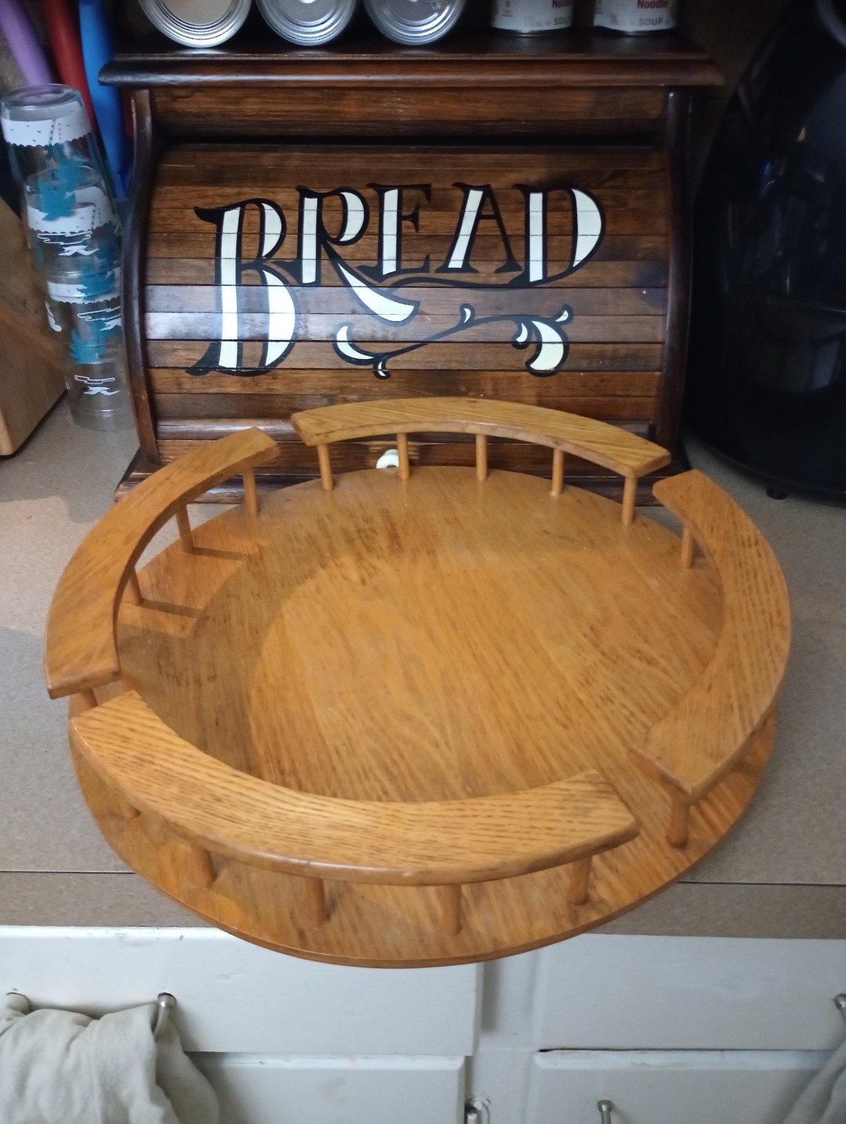 Vintage 16 Solid Oak Lazy Susan