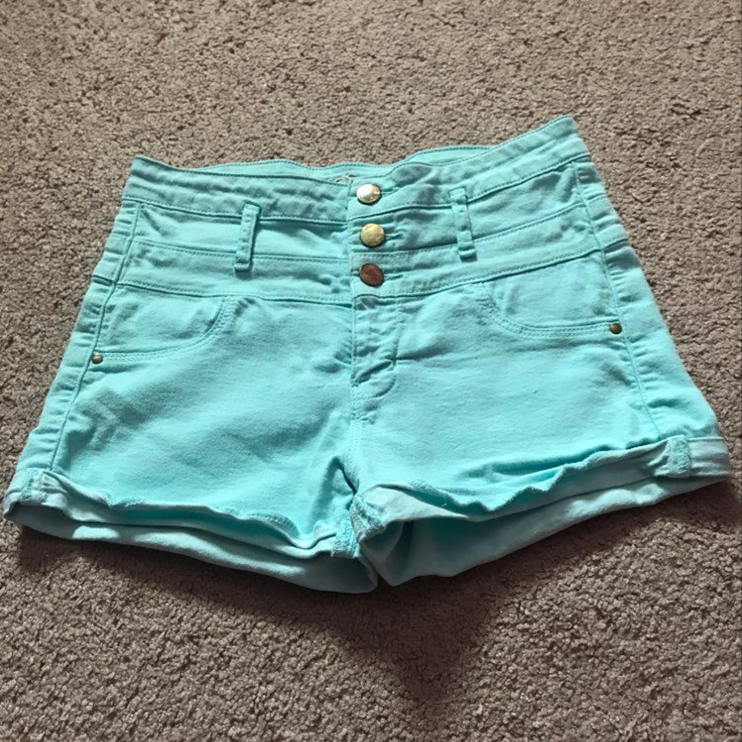 Refuge High-Waisted Tiffany Blue Shorts