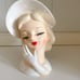 5.3 Lefton Vintage #1115 Head Vase Pearlescent Iridescent Blonde Woman w/ Hat