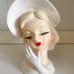 5.3 Lefton Vintage #1115 Head Vase Pearlescent Iridescent Blonde Woman w/ Hat