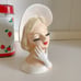 5.3 Lefton Vintage #1115 Head Vase Pearlescent Iridescent Blonde Woman w/ Hat