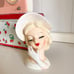 5.3 Lefton Vintage #1115 Head Vase Pearlescent Iridescent Blonde Woman w/ Hat