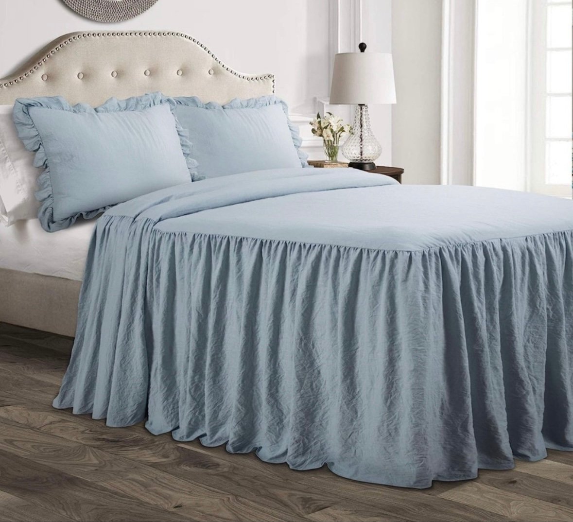 Lush Decor Ruffle Skirt Bedspread Set - 3 Piece Luxurious Farmhouse Bedding