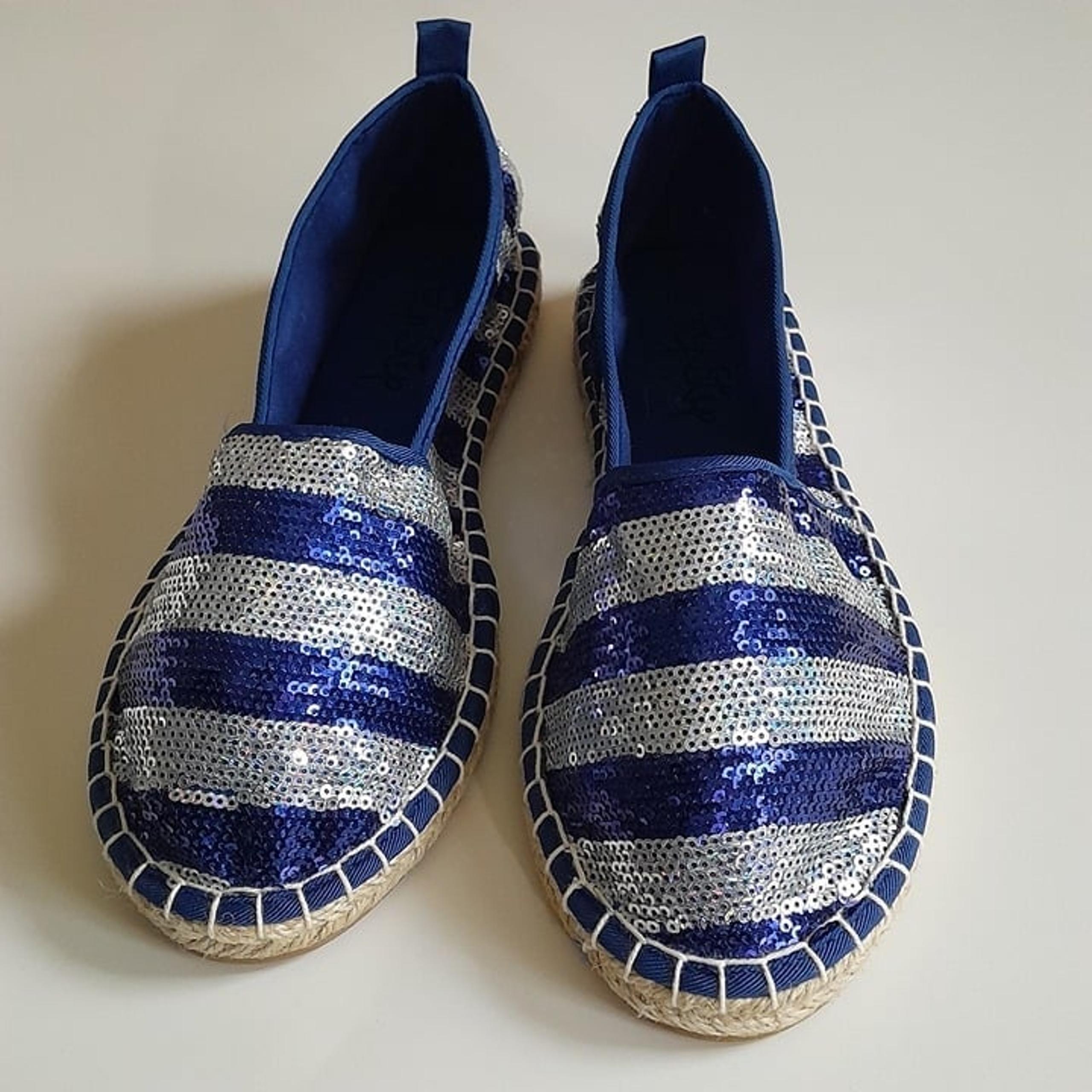 Women's Pep step patriotic espadrille sequin loafer shoes Size 7.5 Color Blue