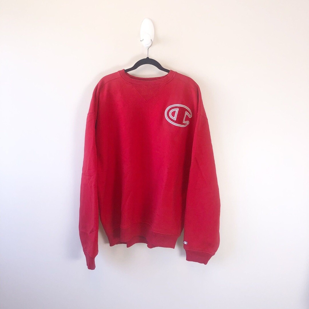 Champion C Logo Red Sweatshirt Crewneck Mens Size XXL