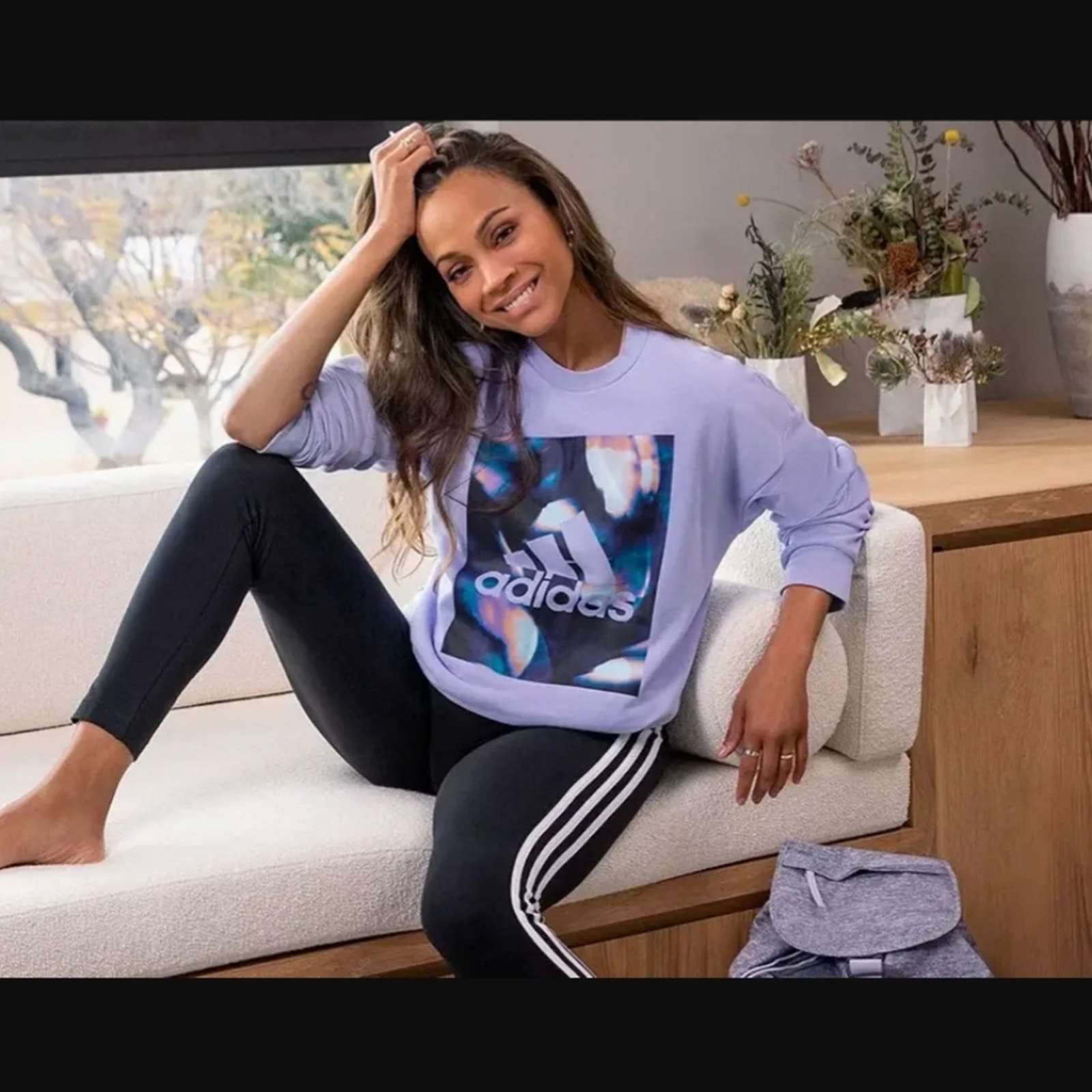 Adidas X Zoe Saldana Purple UforU Soft Knit Crewneck Sweatshirt XS