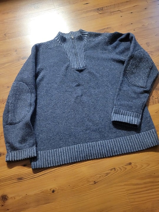 Pronto Uomo Blue Gray 100% Wool 1/4 Zip Men's Pullover Long Sleeve Sweater