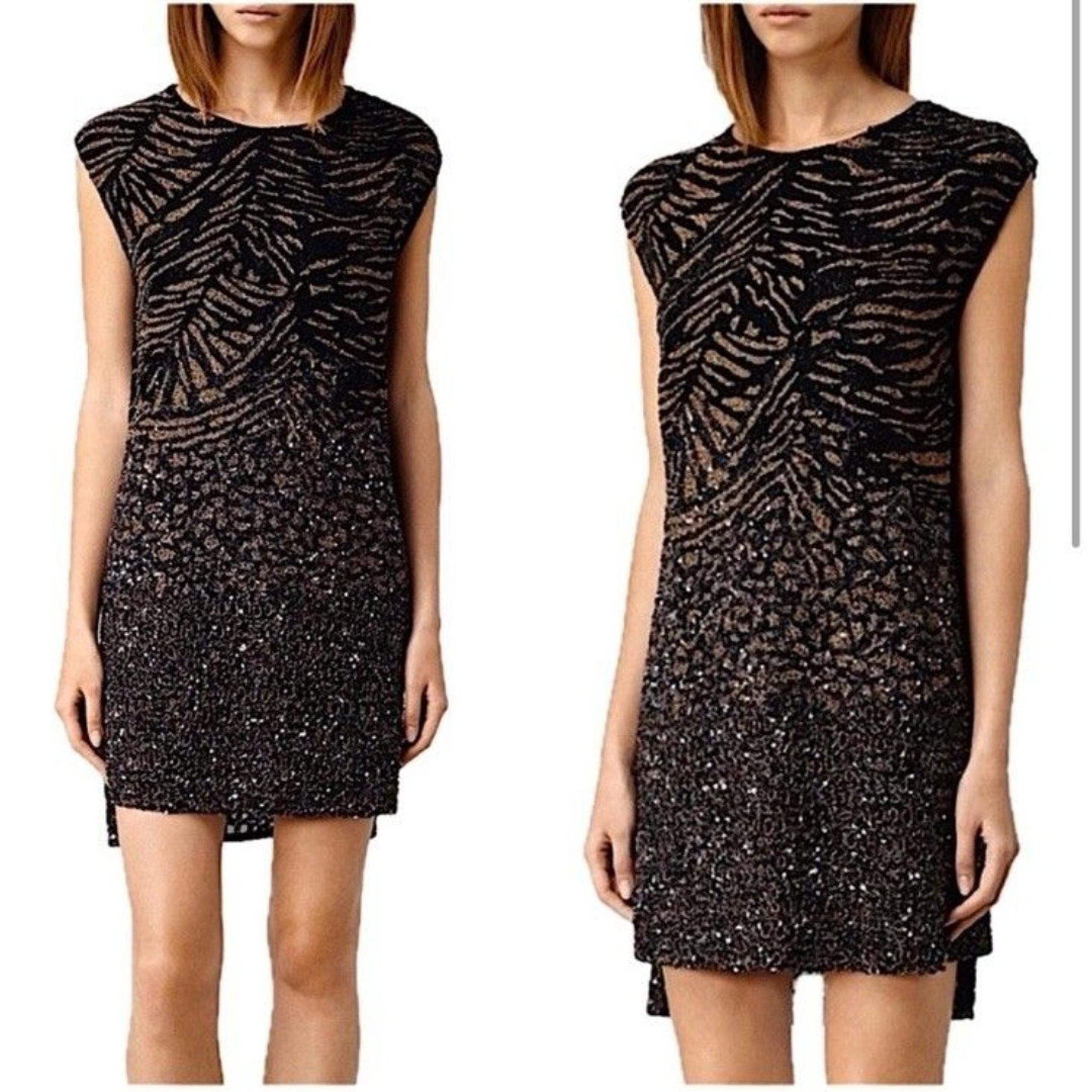 AllSaints Beaded Formal Dress Copper/black