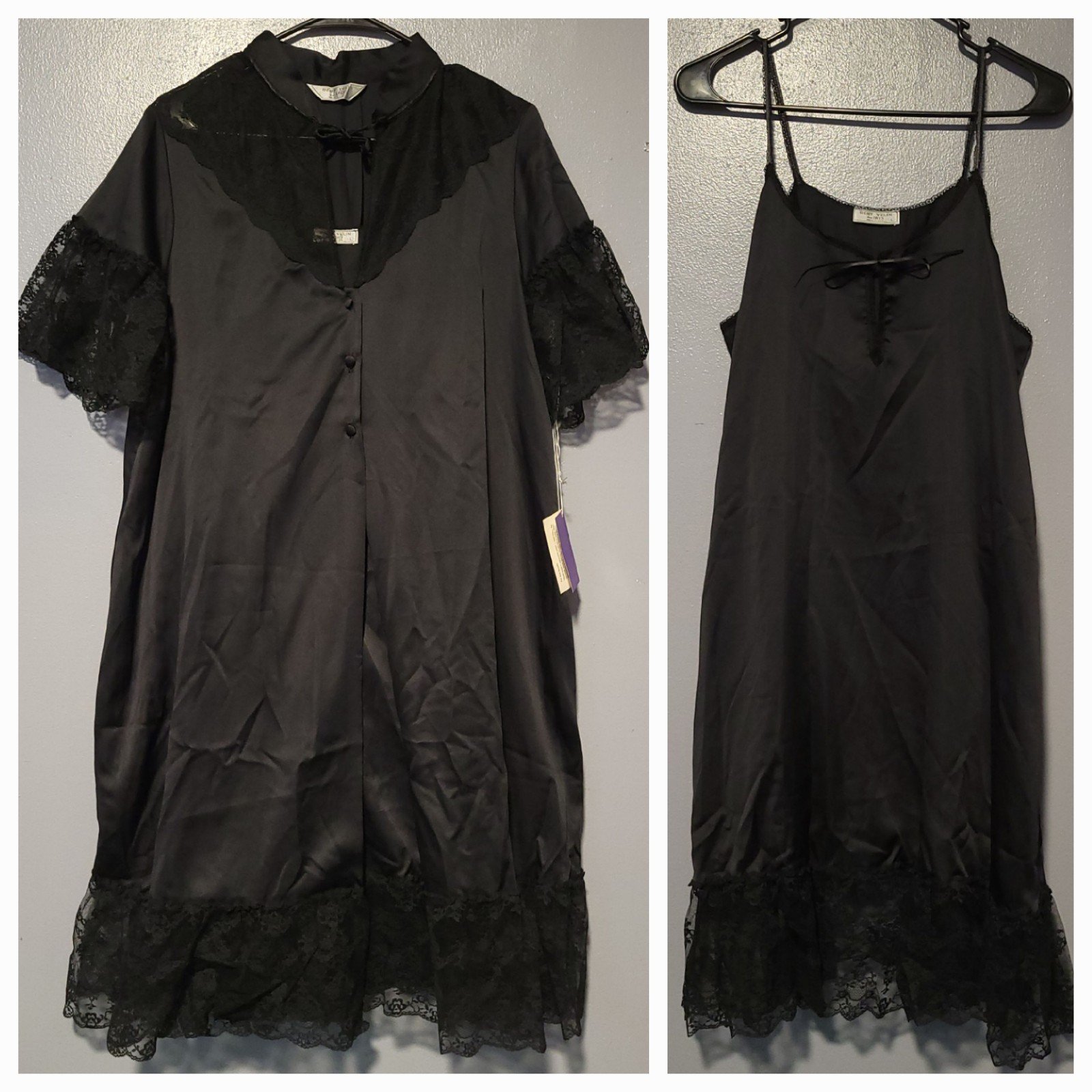 Vintage Iris by Bert Yelin Black Lace Sleepwear Set