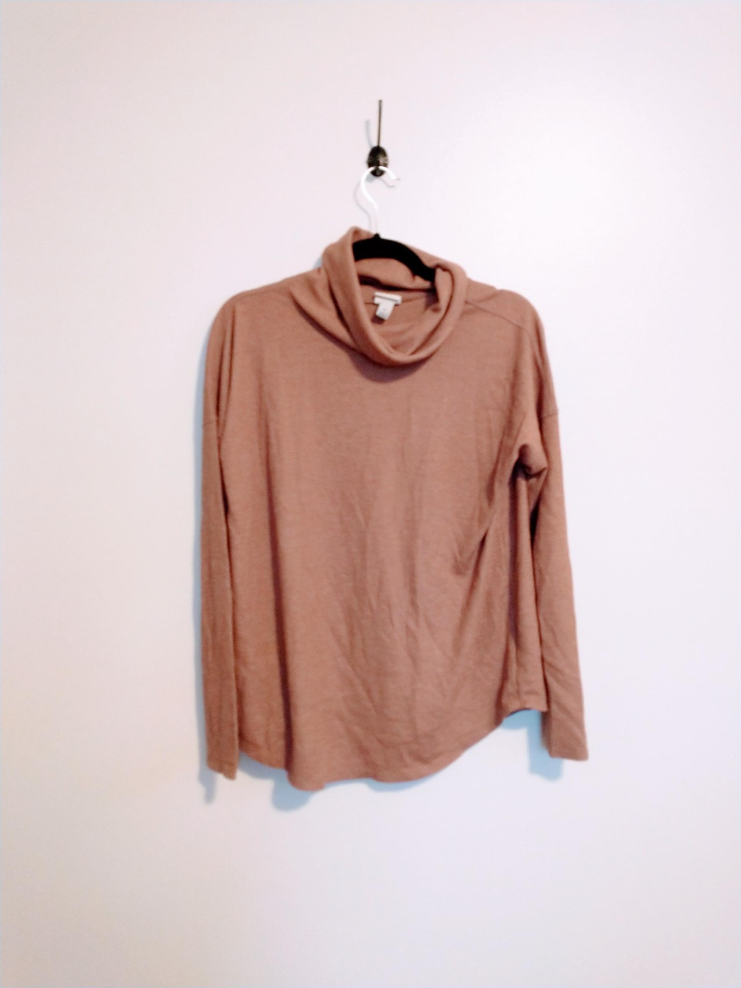 A New Day ribbed cowl neck turtleneck long sleeve top in a tan brown. Size small