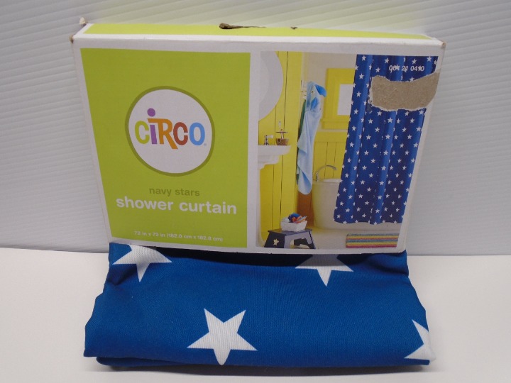 Circo Navy Stars Fabric Shower Curtain 72x72 NEW