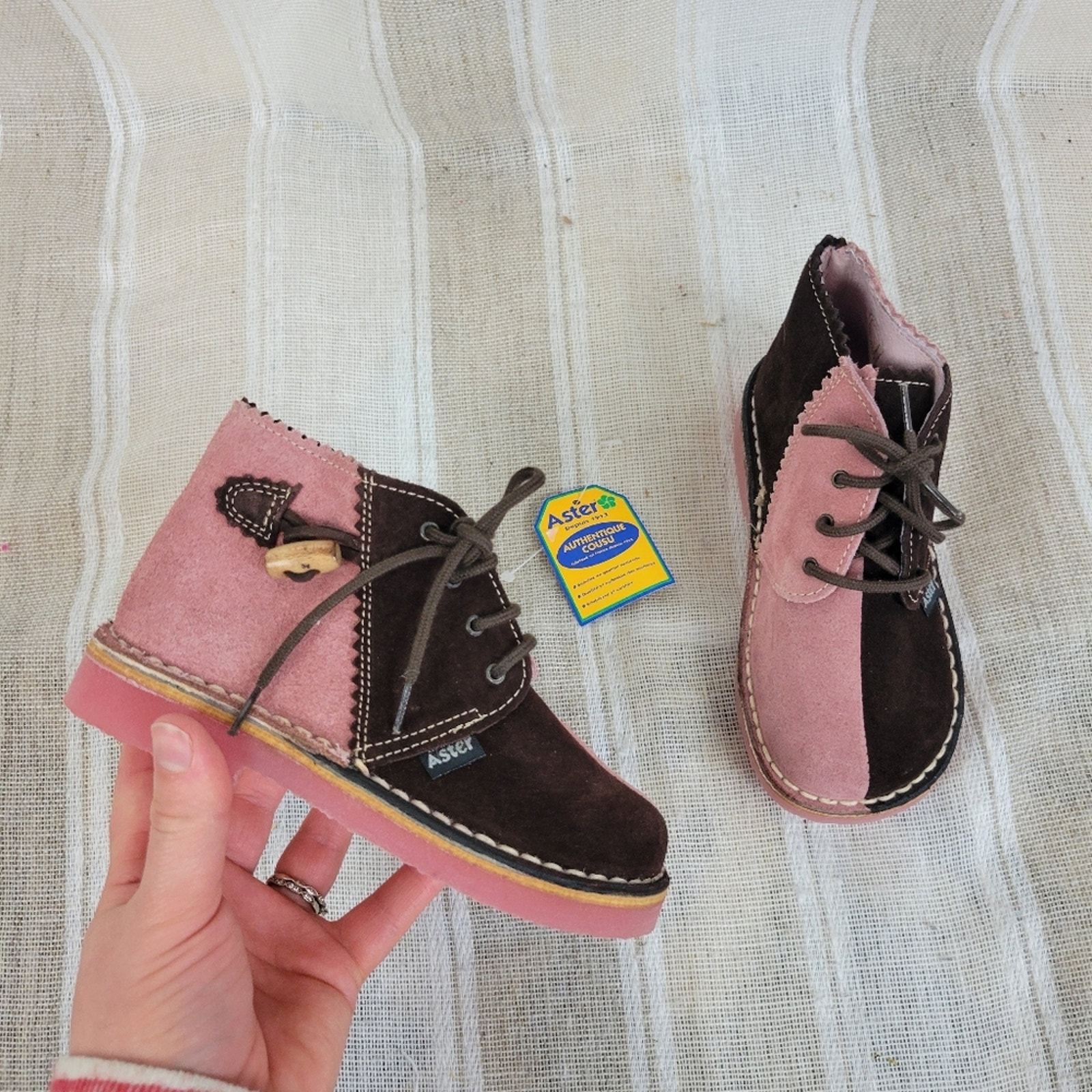 Aster Leather Ankle Boots Booties Pink Brown Size 26 US 9/10