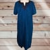 K2 Go Softly Patio Sz large Denim House Dress Front Zip Pockets Floral embroider