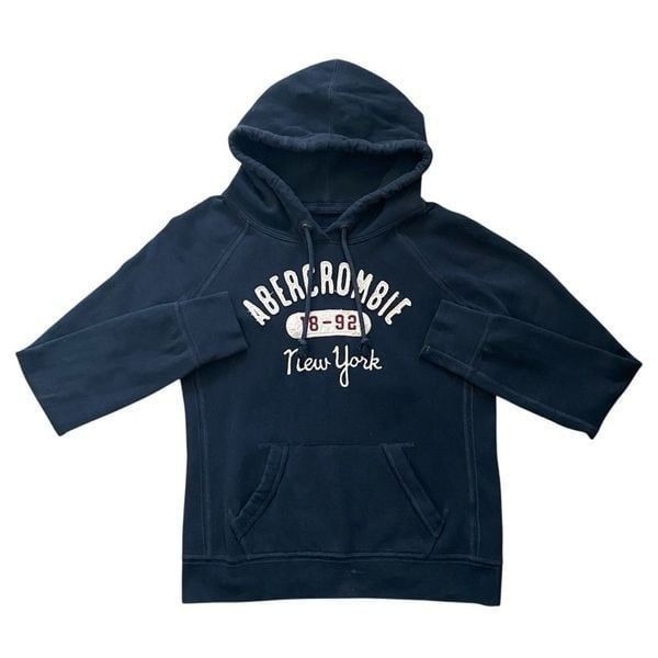 Abercrombie & Fitch Hoodie Navy Blue Kangaroo Pocket Large Retro