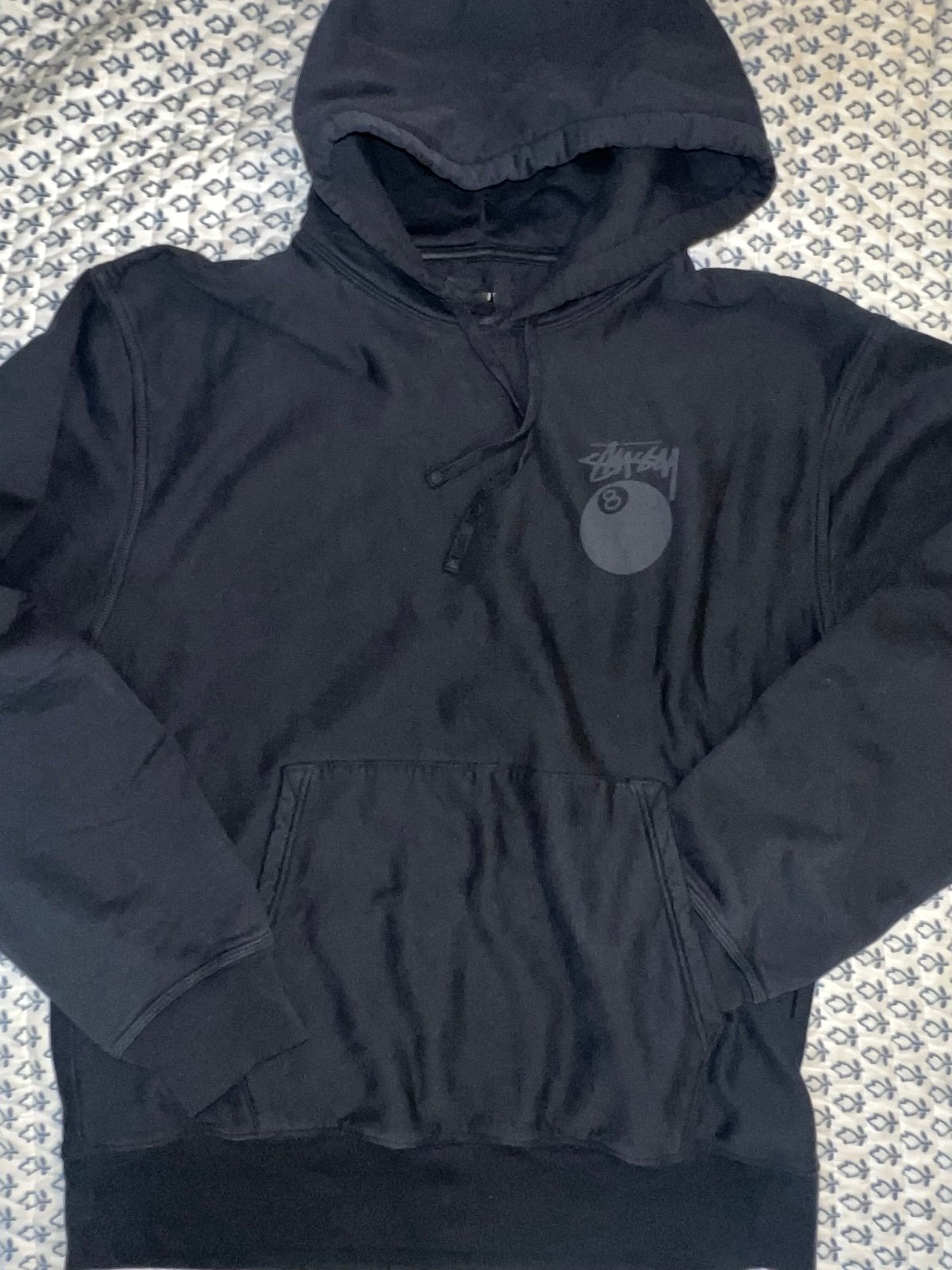 Stüssy Blacked out 8Ball Pigment dyed Hoodie size LG