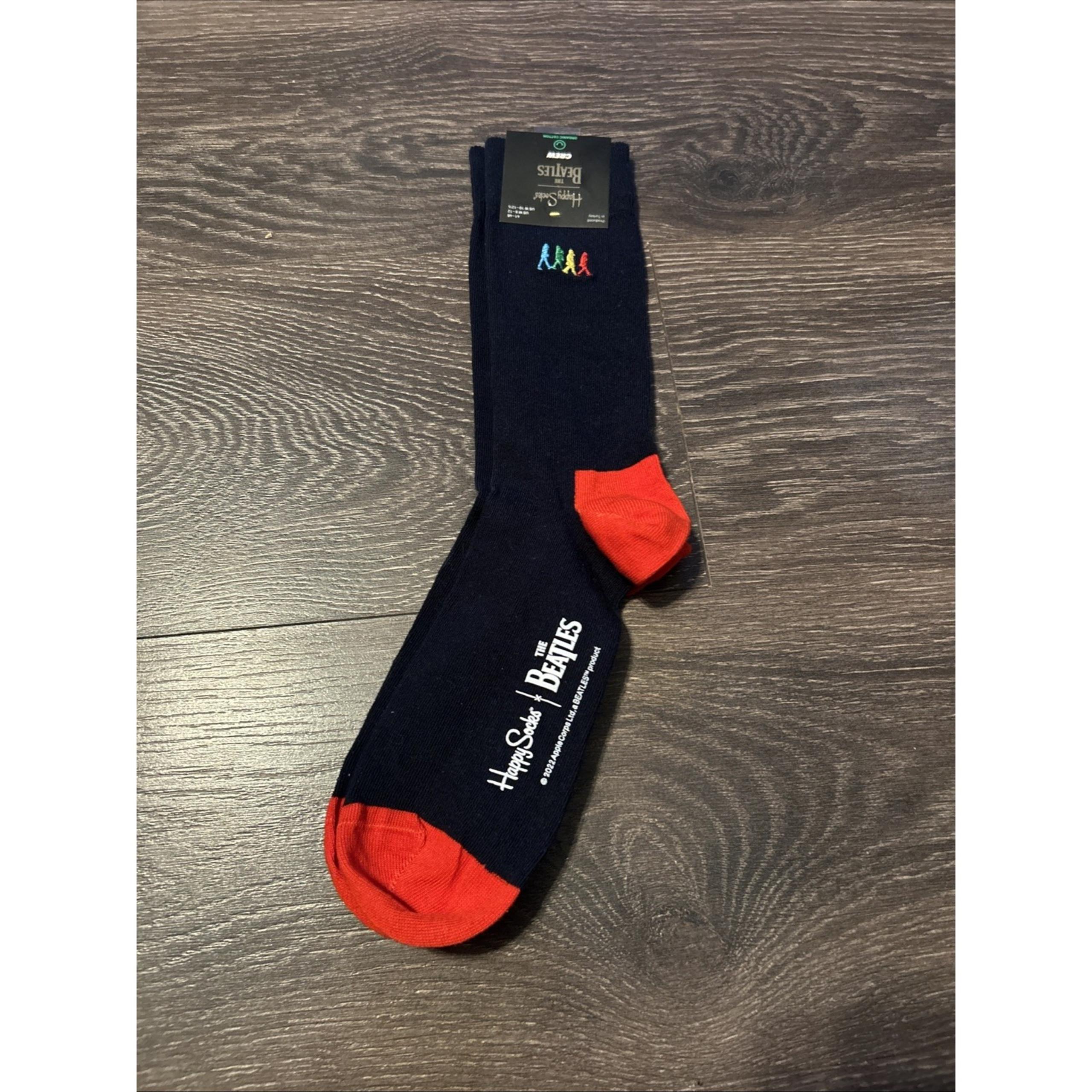 Happy Socks Crew Long Men's Cotton THE BEATLES Size 8-12 NAVY Brand New